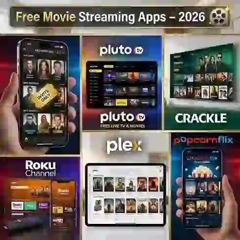 Best Free Movie Streaming Apps (Apps Like MovieBox Pro) – 2026 Complete Guide 1 Free movie streaming apps 2026 collage