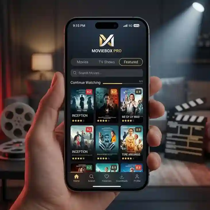 MovieBox Pro app interface showing movies