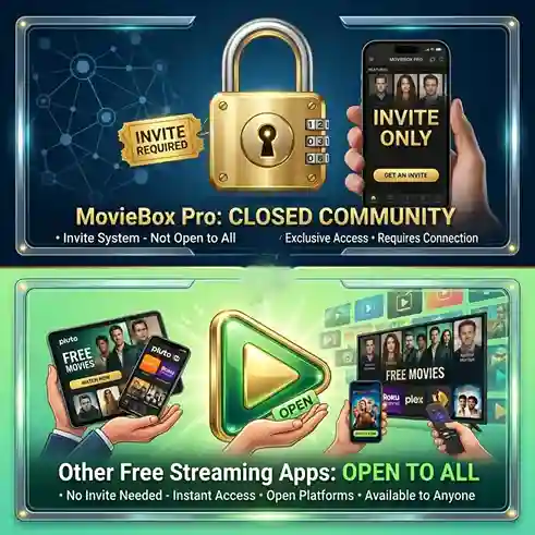 Best Free Movie Streaming Apps (Apps Like MovieBox Pro) – 2026 Complete Guide 2 MovieBox Pro invite vs free apps open access