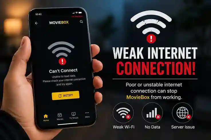 MovieBox Not Working – How to Fix Every Error in 2026 2 MovieBox not working due to weak internet